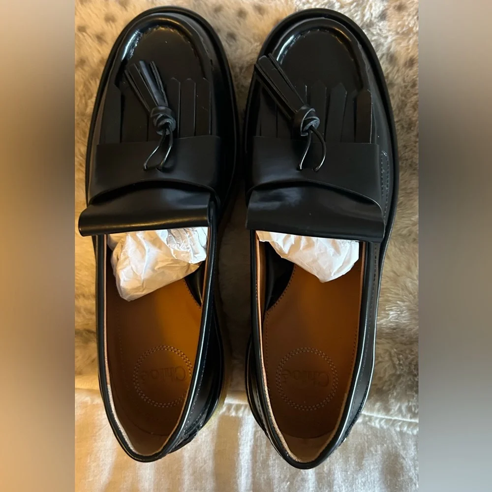 Chloe Platform Black Jamie Loafers Flatfirm Shoes Loafers